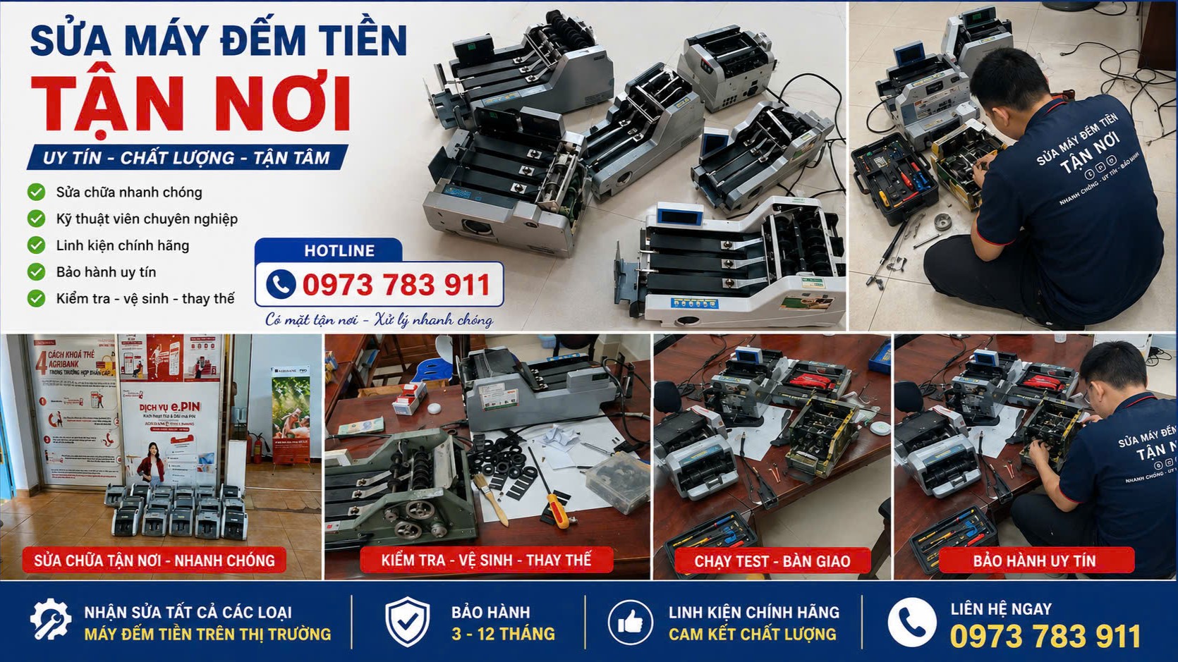 Phân phối và sửa chữa, bảo dưỡng ,bảo trì máy đếm tiền và thiết bị ngân hàng.